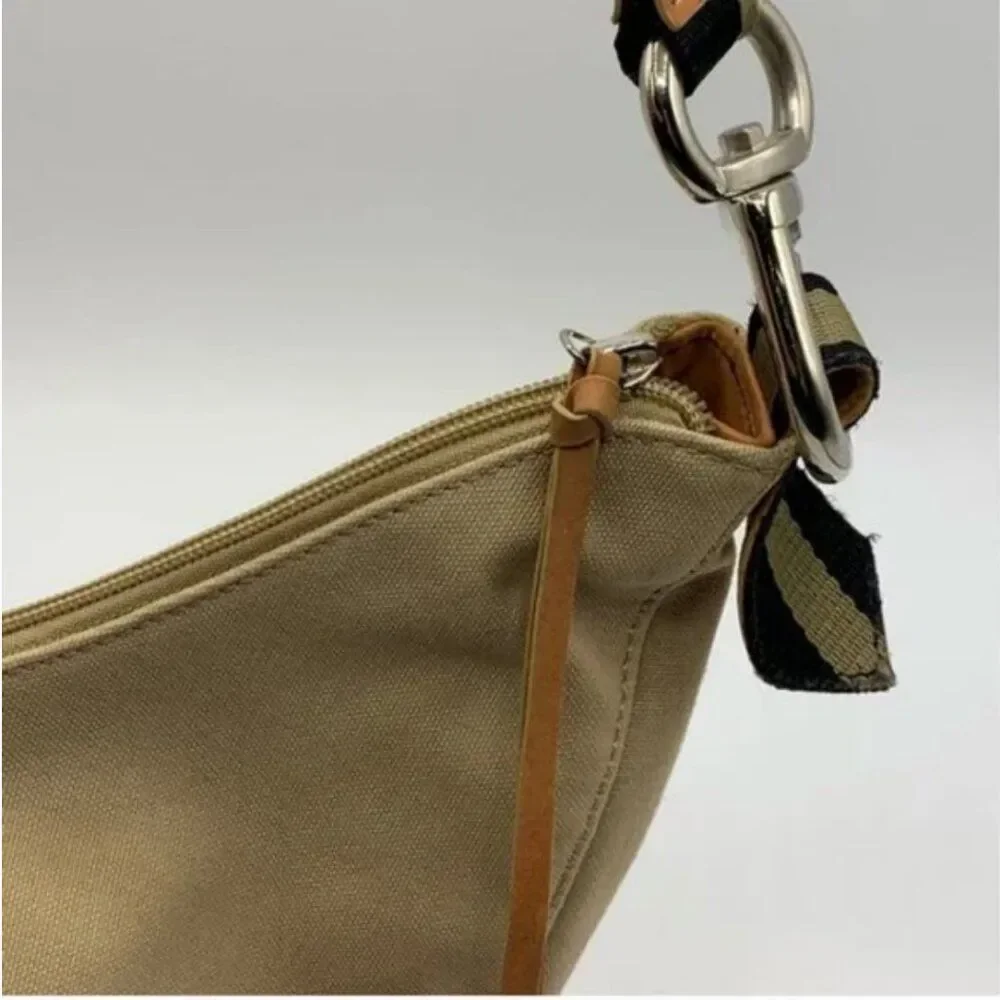 BCBGMAXAZRIA Canvas Bohemian Hobo Tan Bag with Leather Strap
